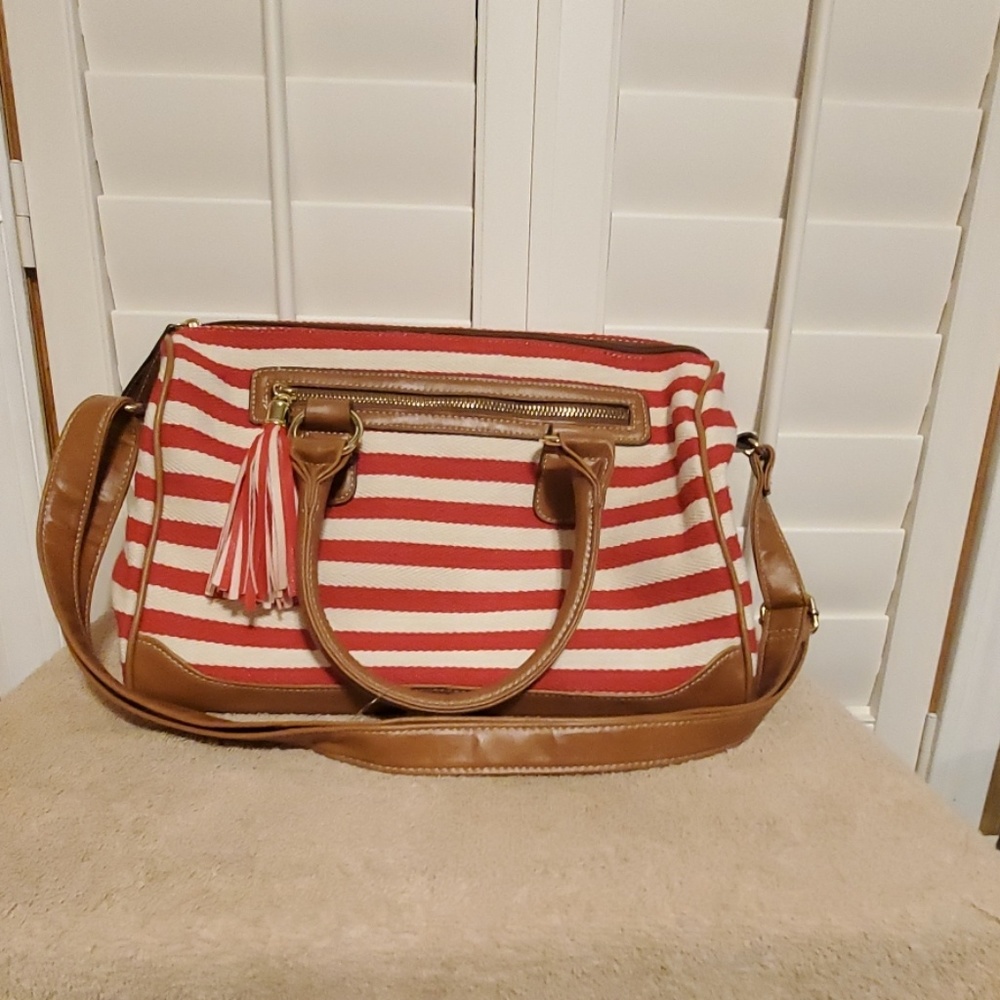 Cute red and white striped nautical handbag